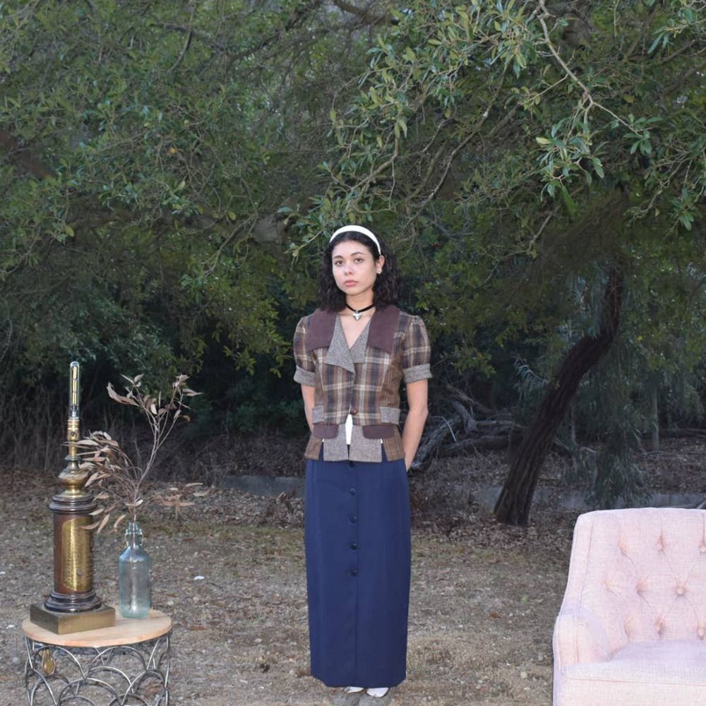 Vintage State of Claude Montana Navy Wool Button Up Skirt- 6